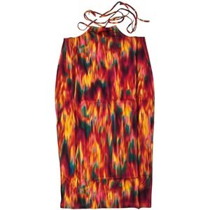 WeWoreWhat Cut Out Midi Skirt in Fire Tie Dye Spicy Orange M NWT‎